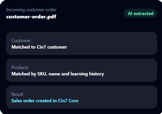 NexOrder AI - Automating Cin7 Core using AI to save time, to lessen errors and manual work.